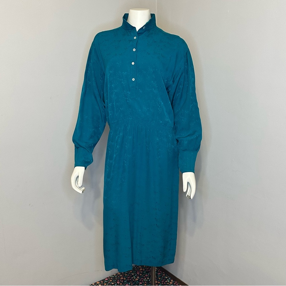 Vintage CHR Teal Silk Dress